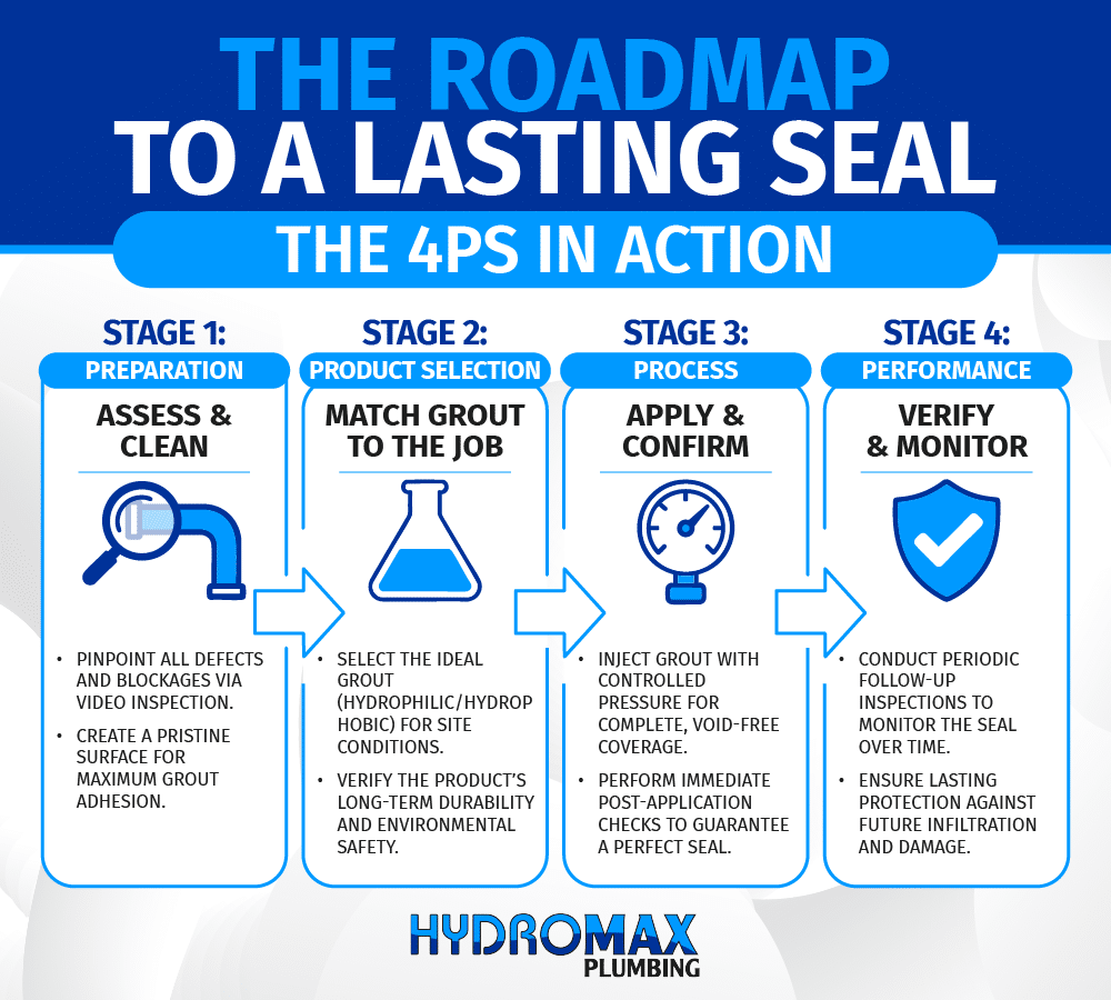 Roadmap for achieving a lasting seal in plumbing through effective preparation and product selection.