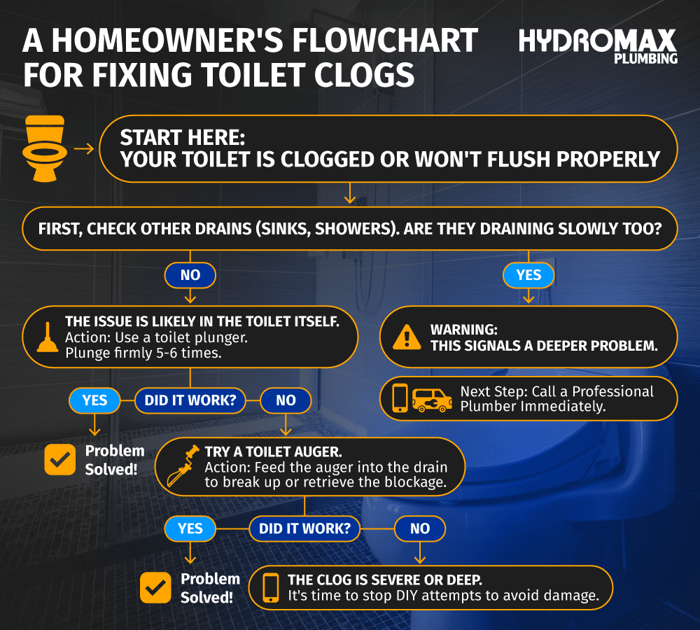 Step-by-step guide for fixing toilet clogs and resolving drainage issues effectively.